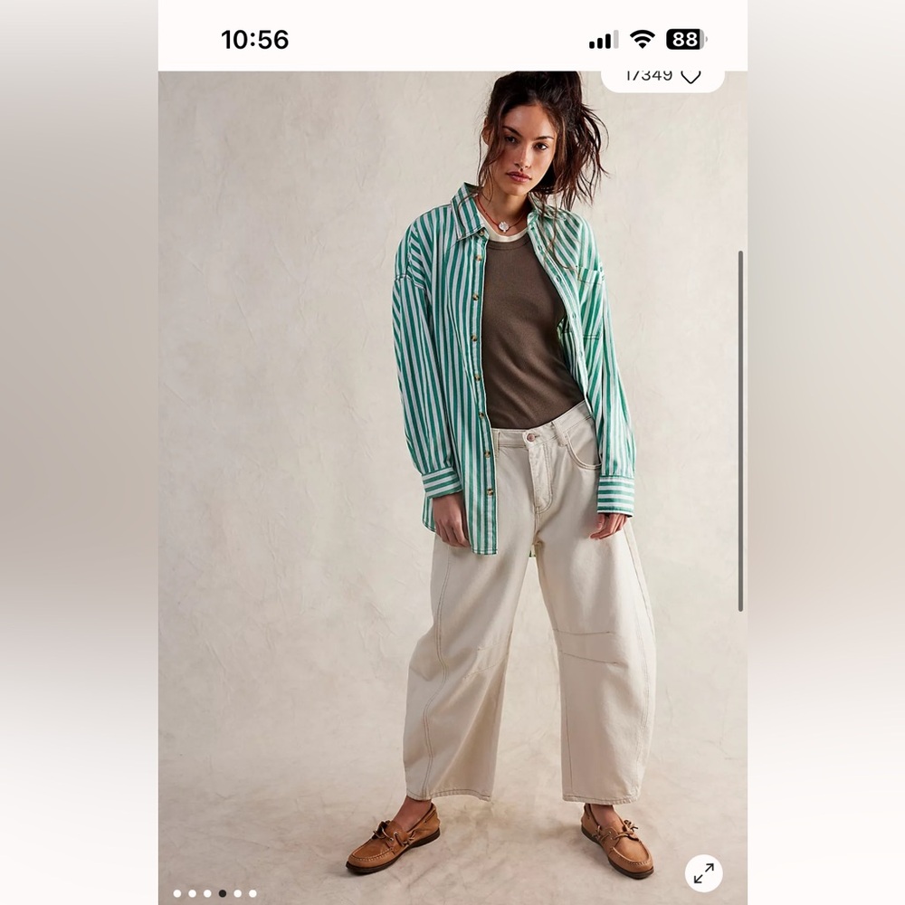 Free People Green Striped Freddie Shirt Size XS. NWOT. 60% off retail. Amazing!